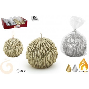 BOUGIE NOËL BOULE D7 CM - 2 ASS ( 24 PIECES)