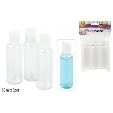 SET 3 BOUTEILLES PET 60 ML. ( 48 PIECES)