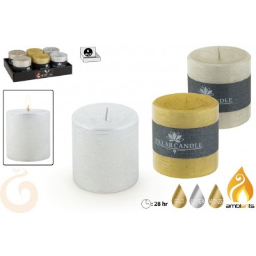 BOUGIE NOËL D7X7 CM - 3 ASS - DISP 6 ( 24 PIECES)
