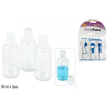 SET 3 BOUTEILLES PET 60 ML. ( 24 PIECES)