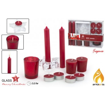 SET BOUGIES NOËL - ROUGE ( 12 PIECES)