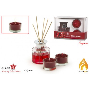 SET BOUGIES & SENTEURS NOËL - ROUGE ( 8 PIECES)
