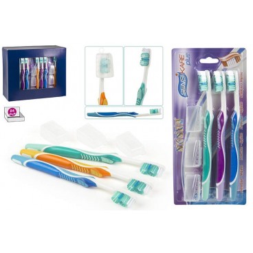 BLISTER 3 BROSSES À DENTS AVEC COUVERCLE