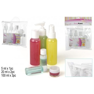 SET 6 RÉCIPIENTS VOYAGE PVC TRANSPARENTS ( 48 PIECES)