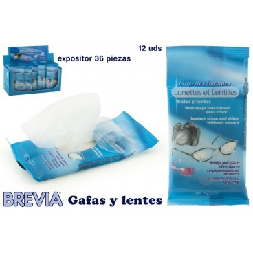 017702 - 12 LINGETTES NETTOIE LUNETTES SAC - BREVIA ( 144 PIECES)