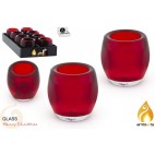 PORTE-BOUGIE ROUGE D7X7 CM - DISP 8 ( 24 PIECES)