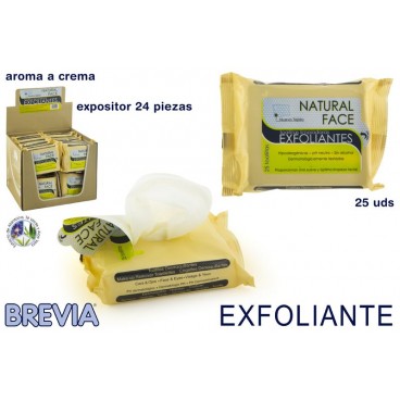 032507 - 25 LINGETTES NATURAL FACE EXFOLIANTES - BREVIA ( 24 PIECES)