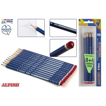 JU000013-BL 8 CRAYONS ALPINO JUNIOR TRIANGUL. + 4 GRATUITS ( 25 PIECES)