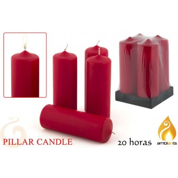 PACK 4 BOUGIES ROUGES D5X15 CM