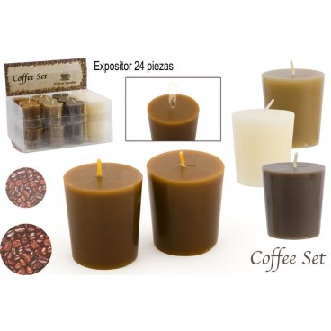 BOUGIE VOTIVE CAFÉ - 4 ASS - DISPLAY 24 ( 96 PIECES)
