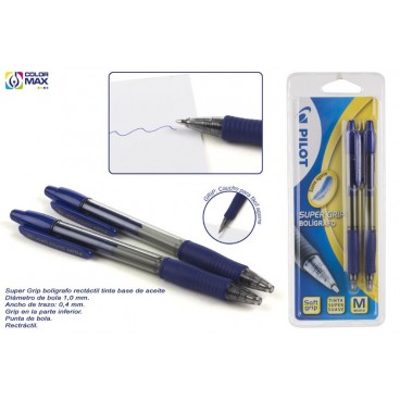 BL 2 PILOT BLEU SUPER GRIP - ENCRE HUILE ( 24 PIECES)
