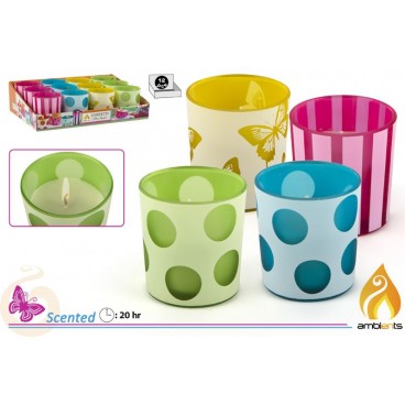 BOUGIE PARFUMÉE DANS VERRE CONFETTI - 4 ASS - DISP 12 ( 24 PIECES)