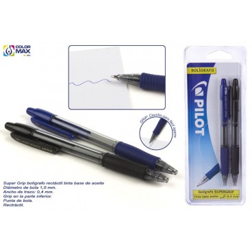 BL 2 PILOT NOIR/BLEU SUPER GRIP - ENCRE HUILE ( 24 PIECES)