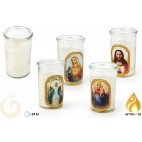 BOUGIE RELIGIEUSE DANS VERRE - 3 ASS ( 24 PIECES)