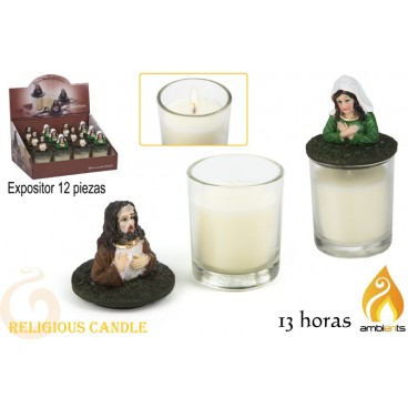 BOUGIE PARFUMÉE JÉSUS & LA VIERGE MARIE - 2 ASS - DISPLAY 12 ( 48 PIECES)