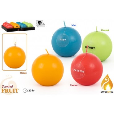 BOUGIE PARFUMÉE BOULE Ø75 MM - 4 ASS ( 24 PIECES)