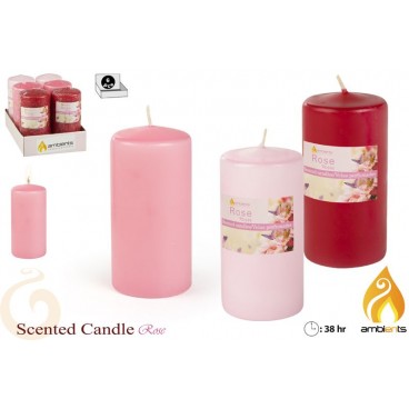 BOUGIE PARFUMÉE D6X12 CM - ROSES 3 ASS ( 24 PIECES)