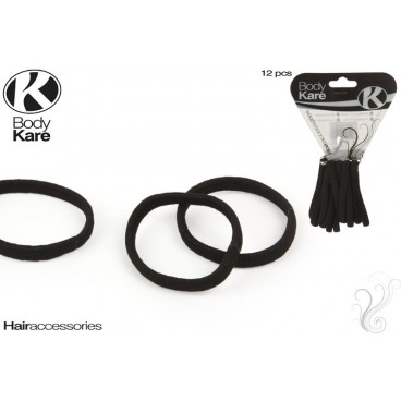 SET 12 ÉLASTIQUE CHEVEUX PLATS - NOIR ( 48 PIECES)