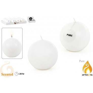BOUGIE PARFUMÉE BOULE Ø75 MM - PURE ( 24 PIECES)
