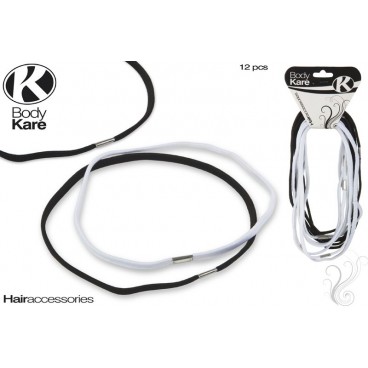 SET 12 LARGES ÉLASTIQUES CHEVEUX - BLANC / NOIR ( 96 PIECES)