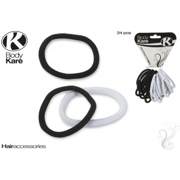 SET 24 ÉLASTIQUES CHEVEUX - BLANC / NOIR ( 96 PIECES)