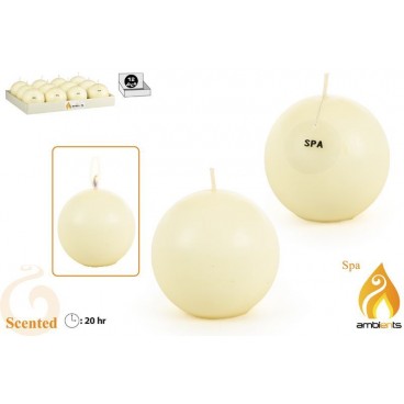 BOUGIE PARFUMÉE BOULE Ø75MM - SPA ( 24 PIECES)