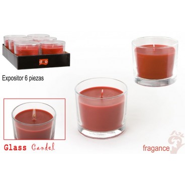 VERRE AVEC BOUGIE - ROUGE - DISP 6 ( 24 PIECES)