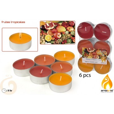 PACK 6 TEALIGHT JUMBO PARFUMÉE - FRUITS TROPICAUX ( 24 PIECES)
