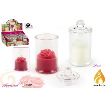 BOUGIE PARFUMÉE ROSES VERRE - 2 ASS - DISP 12 ( 24 PIECES)
