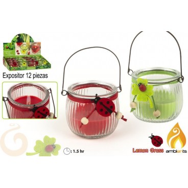 BOUGIE COCCINELLE DANS VERRE 2 ASS - DISPLAY 12 ( 24 PIECES)