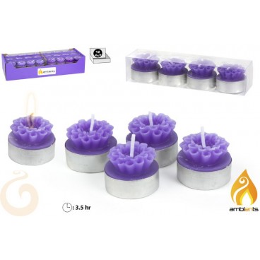 SET 4 BOUGIES FLEURS ( 24 PIECES)