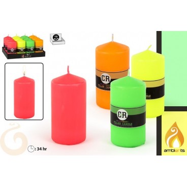 BOUGIE NÉON Ø6X12 CM - 4 ASS - DISP 12 ( 24 PIECES)