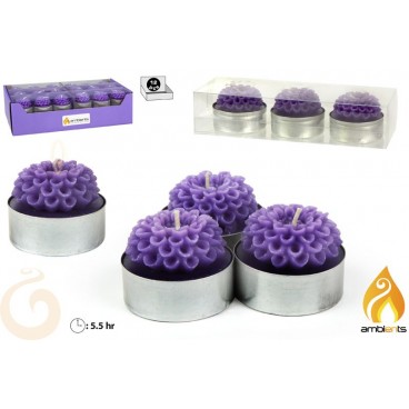 SET 3 BOUGIES FLEURS ( 24 PIECES)