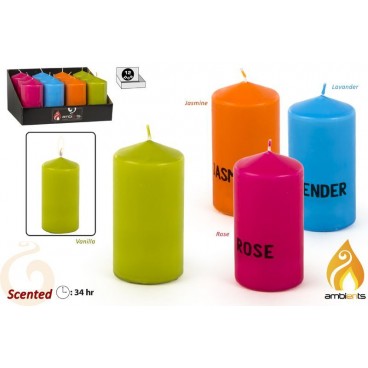 BOUGIE PARFUMÉE SHANGAI Ø6X12 CM - 4 ASS - DISP 12 ( 24 PIECES)