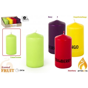 BOUGIE PARFUMÉE FRUITS Ø6X12 CM - 4 ASS - DISP 12 ( 24 PIECES)