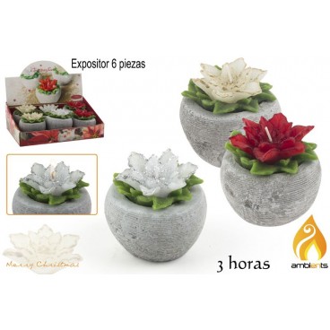 BOUGIE FLEU DE PÂQUES - 3 ASS - DISPLAY 6 ( 24 PIECES)