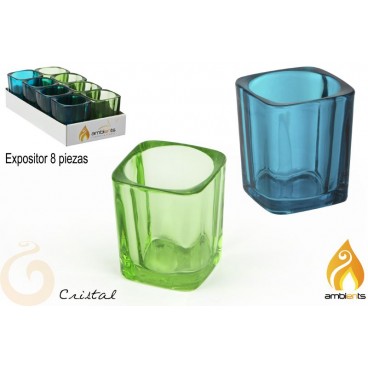 PORTE-BOUGIE VERRE - DISPLAY 8 - 2 ASS ( 24 PIECES)