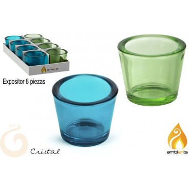 PORTE-BOUGIE VERRE - DISPLAY 8 - 2 ASS ( 24 PIECES)
