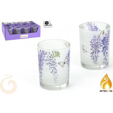 VERRE FLEUR PORTE-BOUGIE D8X10.5 CM ( 24 PIECES)