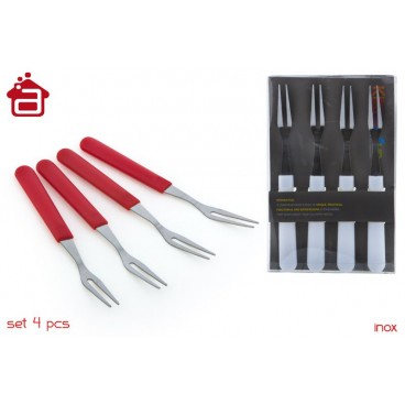 SET 4 FOURCHETTES MANCHE PP DANS BOÎTE PVC ( 24 PIECES)