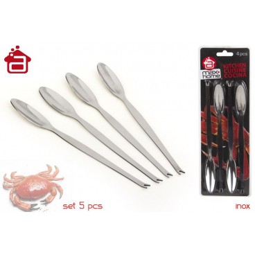 SET 4 FOURCHETTES POUR FRUITS DE MER MANCHE PP DOUBLE BLISTE ( 12 PIECES)