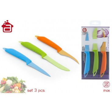 SET 3 COUTEAUX FRUIT/LÉGUME MANCHE PP ( 12 PIECES)