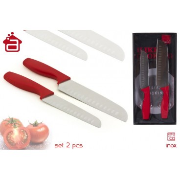 SET 2 COUTEAUX CUISINE MANCHE SILICONE AVEC ÉTUI ( 12 PIECES)