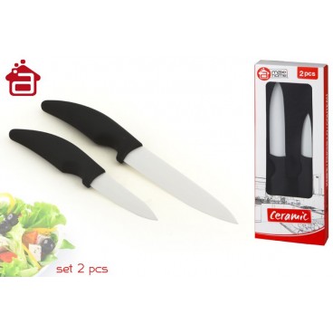 SET 2 COUTEAUX MULTIUSAGES CÉRAMIQUES MANCHE ABS BOÎTE PVC ( 12 PIECES)