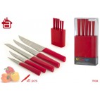 BLOCK BOIS 5 COUTEAUX MULTIUSAGES MANCHE PP DANS BOÎTE PVC ( 4 PIECES)
