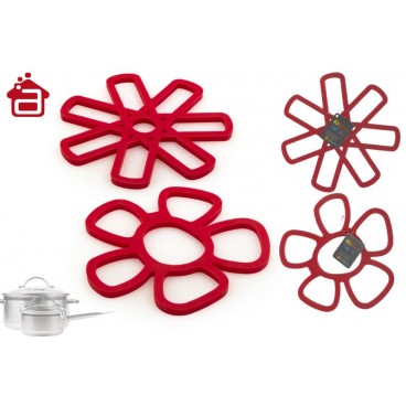 REPOSE PLATS SILICONE ROUGE 2 ASS ( 24 PIECES)