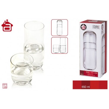SERVICE BOUTEILLE ET VERRE D'EAU EN VERRE 7 X 19 CM ( 6 PIECES)