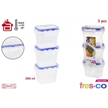 PACK 3 BOÎTES ALIMENTAIRES 3X200ML - HERMETIC FRESCO ( 24 PIECES)
