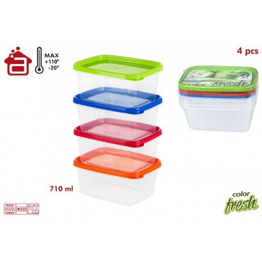 PACK 4 BOÎTES ALIMENTAIRES RECTANGULAIRES TRANSPARENTES ( 24 PIECES)