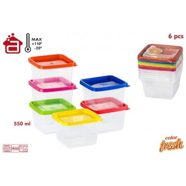 PACK 6 BOÎTES ALIMENTAIRES CARRÉES TRANSPARENTES ( 24 PIECES)